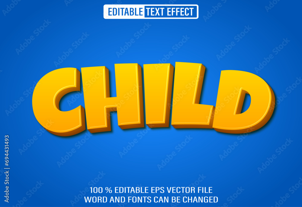 Poster editable 3d text style effect - child text effect template