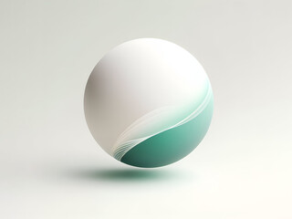 design moderno di oggetto d'arte luminoso a sfera, bianco e verde, su sfondo bianco