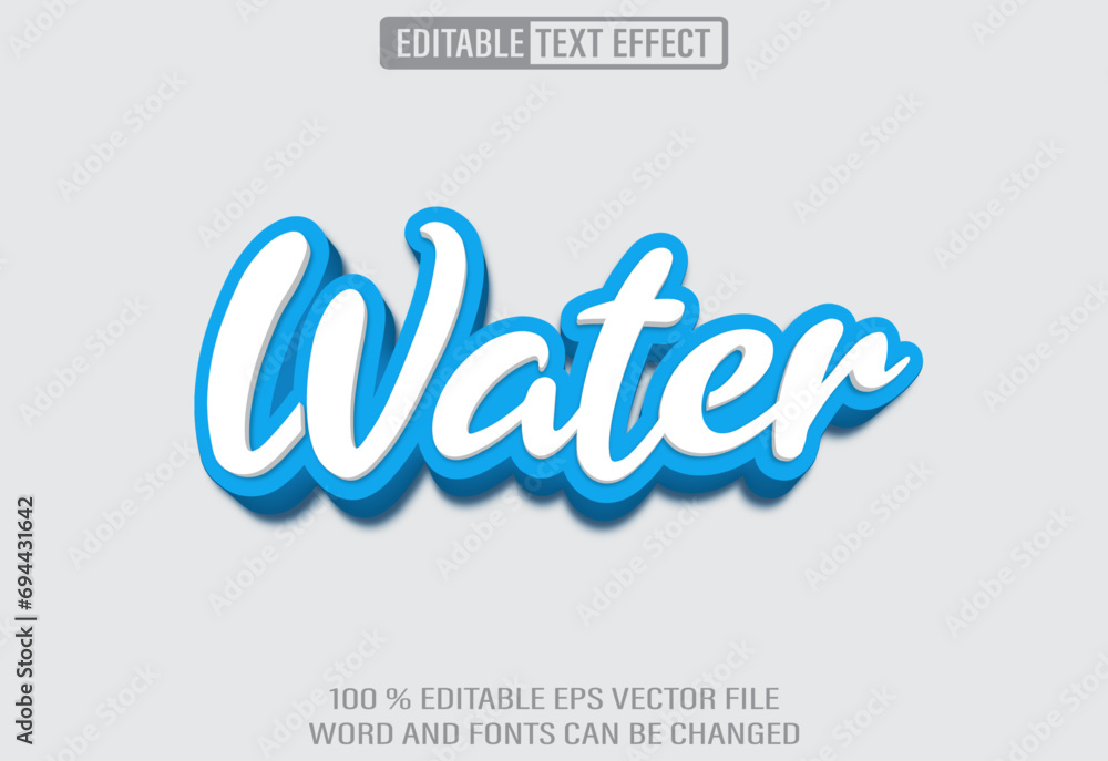 Poster editable 3d text style effect - water text effect template
