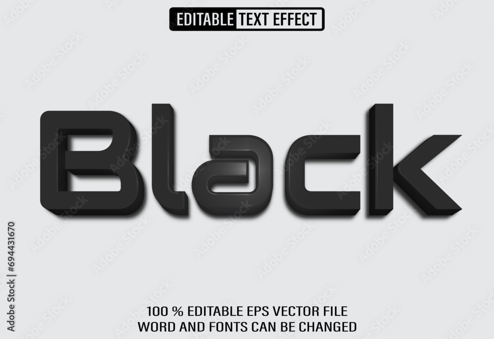 Aufkleber editable 3d text style effect - black text effect template