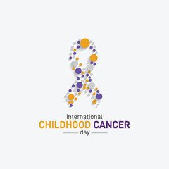 International Childhood Cancer Day. Cancer ribbon vector illustration. Yellow Ribbon.