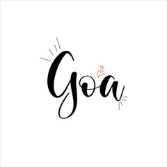Goa lettering. India illustration. Stock typography. Calligraphy for logotype badge icon card postcard logo, banner, tag. Vector EPS8.