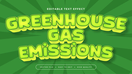 Green greenhouse gas emissions 3d editable text effect - font style
