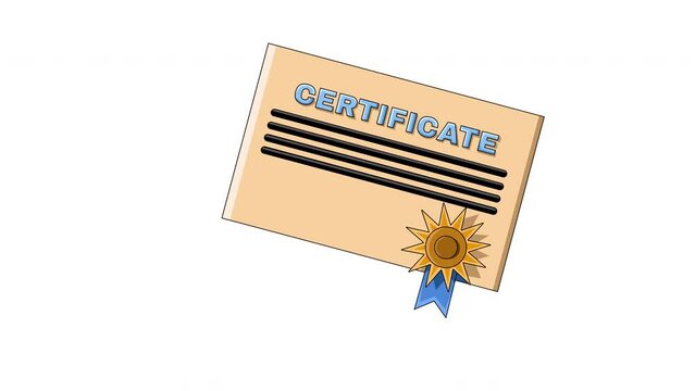 Animation of certificate paper icon