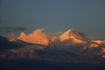 annapurna south located in Annapurna mountain range in Nepal during afterglow
