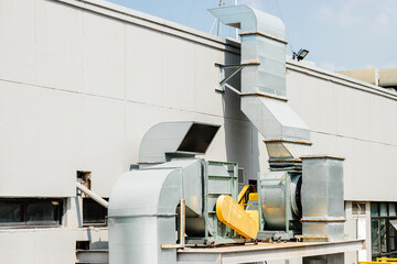 Air ventilator system in large commercial building, Air flow ventilate fan machine with smoke...