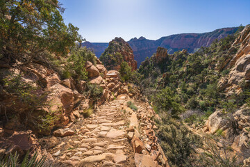 hiking the grandview trail in the grand canyon national park, arizona, usa