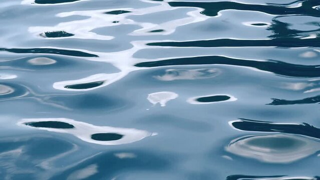 wave pattern and reflection on water surface, showing movement of ripples change fastly