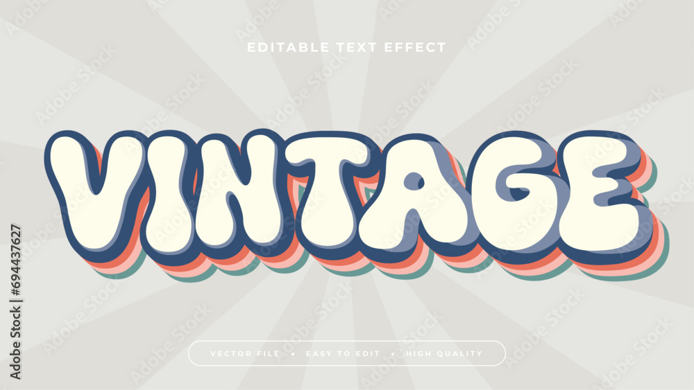 Poster colorful colourful vintage 3d editable text effect - font style