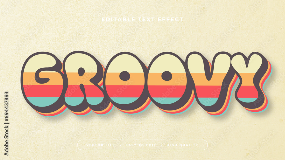 Poster Colorful colourful groovy 3d editable text effect - font style