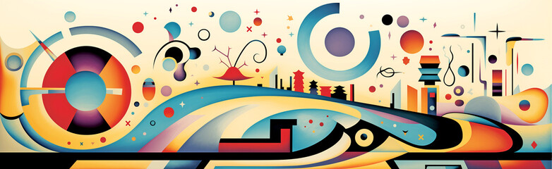Abstract colorful illustration in futuristic style - vintage art