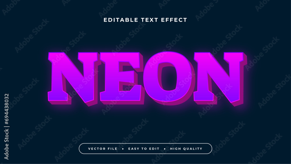 Poster black and purple violet neon 3d editable text effect - font style