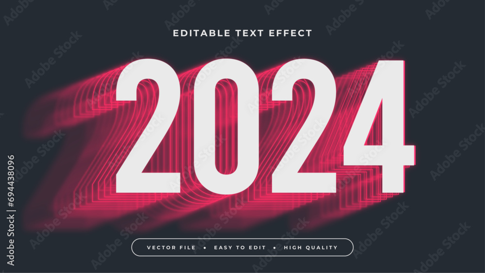 Poster Black red and white 2024 3d editable text effect - font style