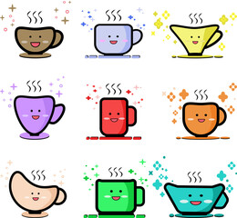 icon set of cups in vector form