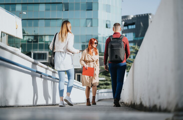 Business People Discussing Marketing Strategy in Urban City.
