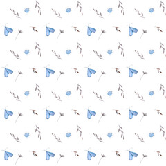 watercolor pattern with butterflies, insects, hand drawn. Natural print for handmade fabric and paper. Drawing with moths and moths