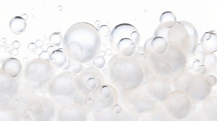 Abstract white soap foam bubbles texture on white background isolated on white background,. Created using Generative AI Technology - obrazy, fototapety, plakaty