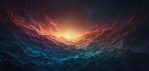  a computer generated image of a wave in the ocean with a bright light at the end of the wave and a bright light at the end of the wave at the end of the wave.