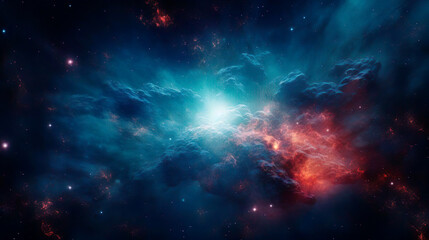 View of the nebula and cosmic clouds in the galaxy. The stars twinkle in the infinity of the...