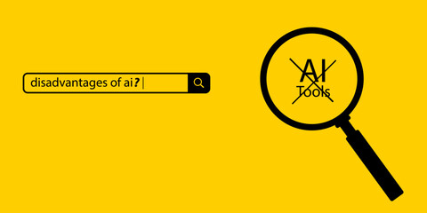 Disadvantages of AI: Black Text on Yellow Background - Text Design for Awareness Campaigns