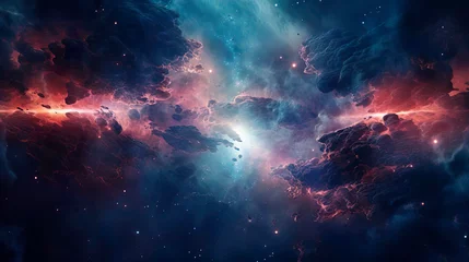 Fototapete Universum Interstellar intergalactic war in outer infinity space. High-tech deep space exploration to find new natural resources and minerals. Protect the solar system in the galaxy. Future futuristic fantasy