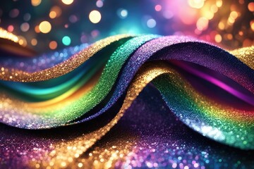 Abstract glitter colorful lights background. Horizontal composition