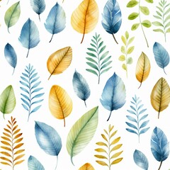 Fototapeta na wymiar watercolor leaf pattern