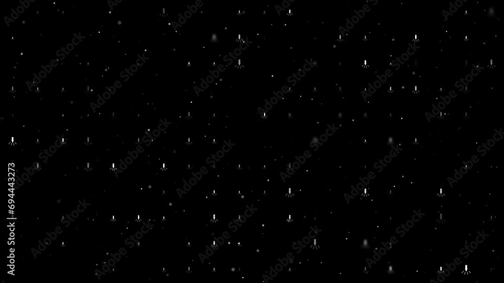 Poster template animation of evenly spaced garland light bulb symbols of different sizes and opacity. anima