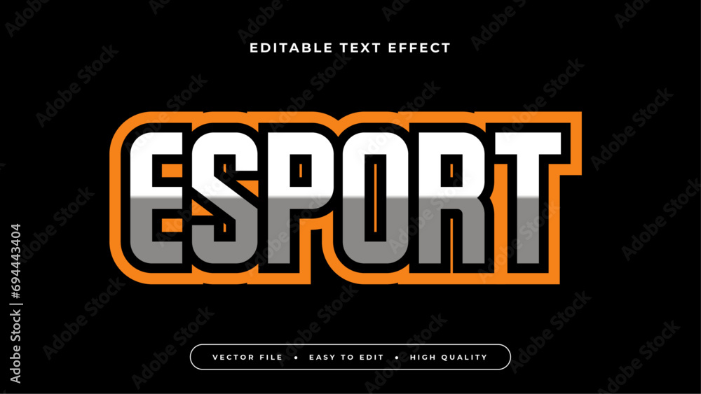 Poster black orange and white esport 3d editable text effect - font style