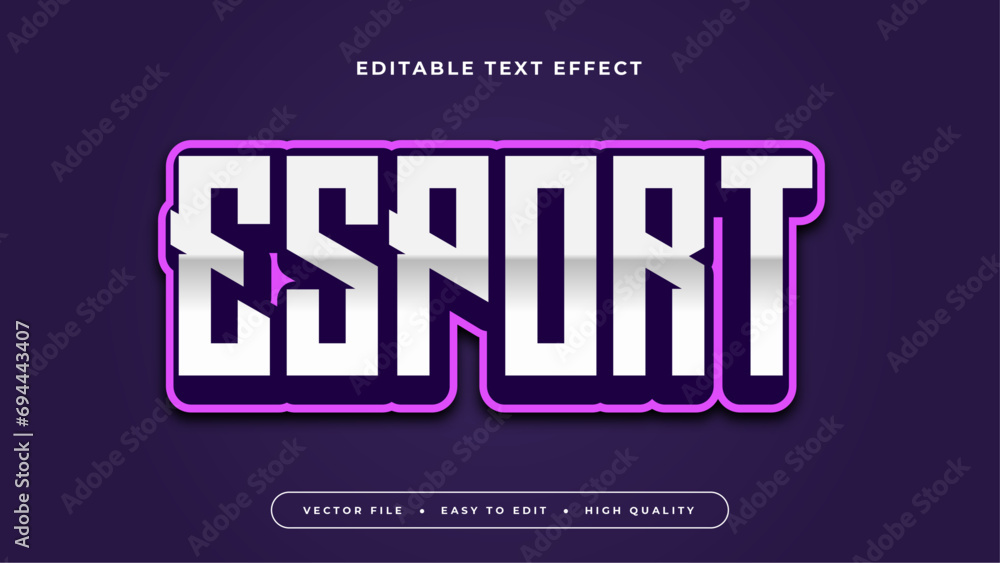Poster purple violet and white esport 3d editable text effect - font style