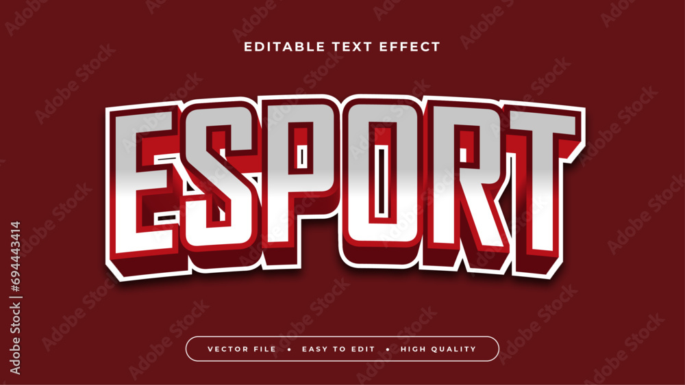 Poster White and red esport 3d editable text effect - font style