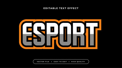 Fototapeta premium Black orange and white esport 3d editable text effect - font style