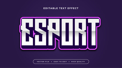Purple violet and white esport 3d editable text effect - font style - obrazy, fototapety, plakaty