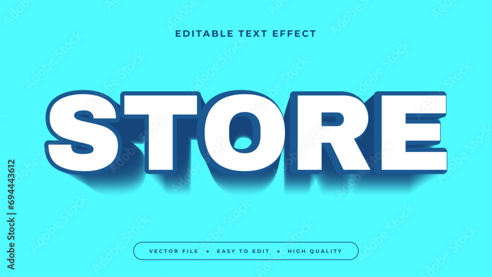 Poster Blue and white store 3d editable text effect - font style