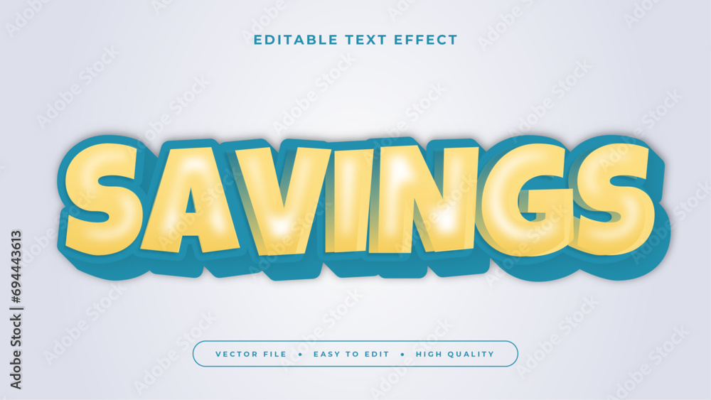 Poster yellow blue and white savings 3d editable text effect - font style