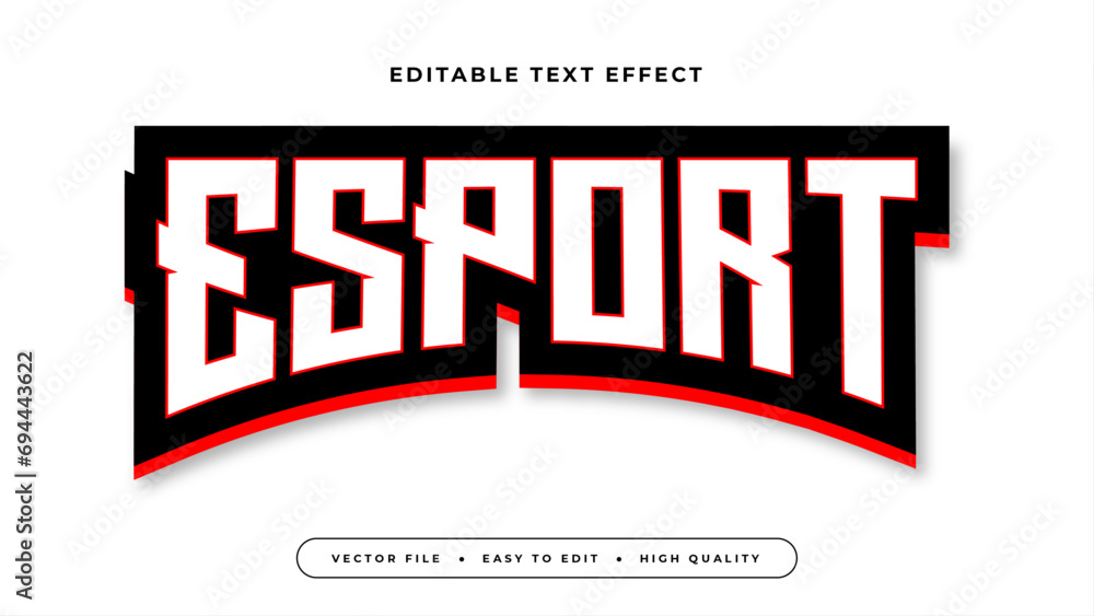 Poster black white and red esport 3d editable text effect - font style