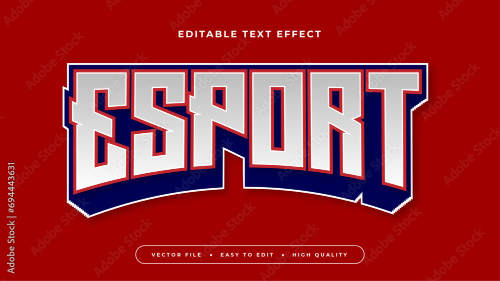 Aufkleber blue red and silver esport 3d editable text effect - font style