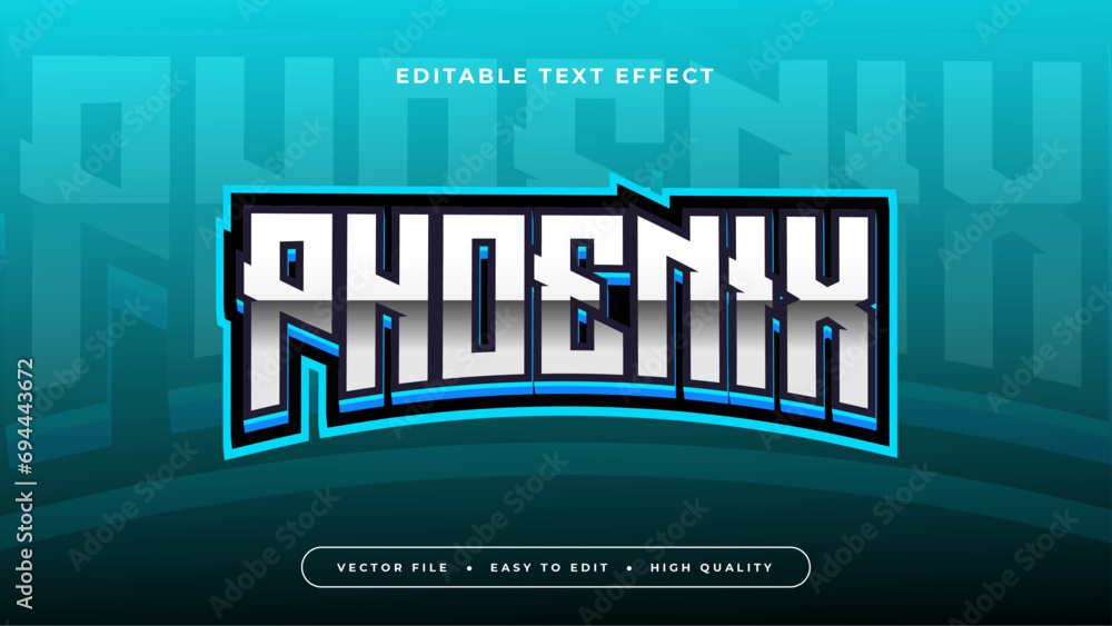 Poster green blue and silver phoenix 3d editable text effect - font style