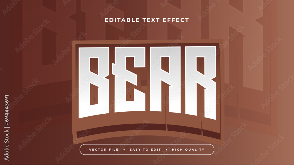 Poster brown and white bear 3d editable text effect - font style