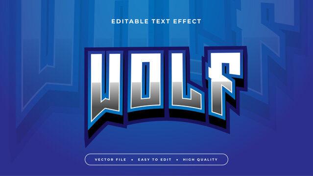 Blue and white wolf 3d editable text effect - font style