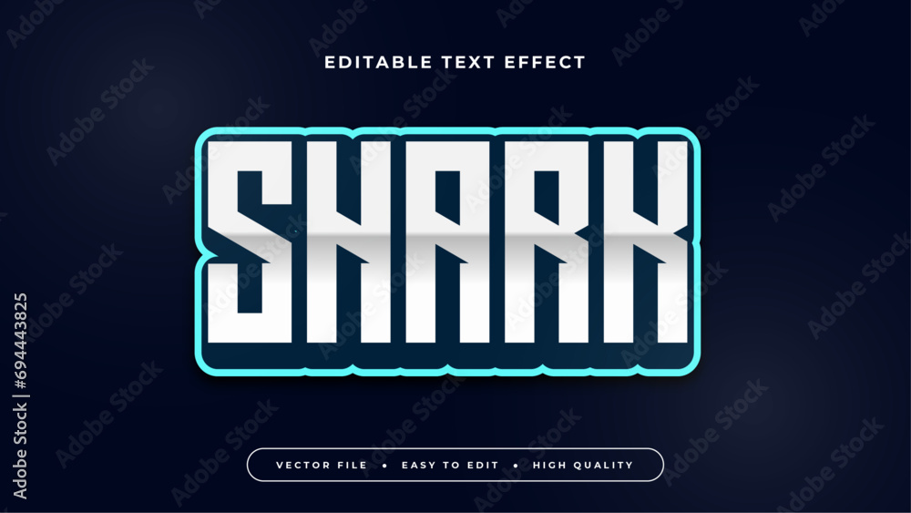 Poster black white and blue shark 3d editable text effect - font style