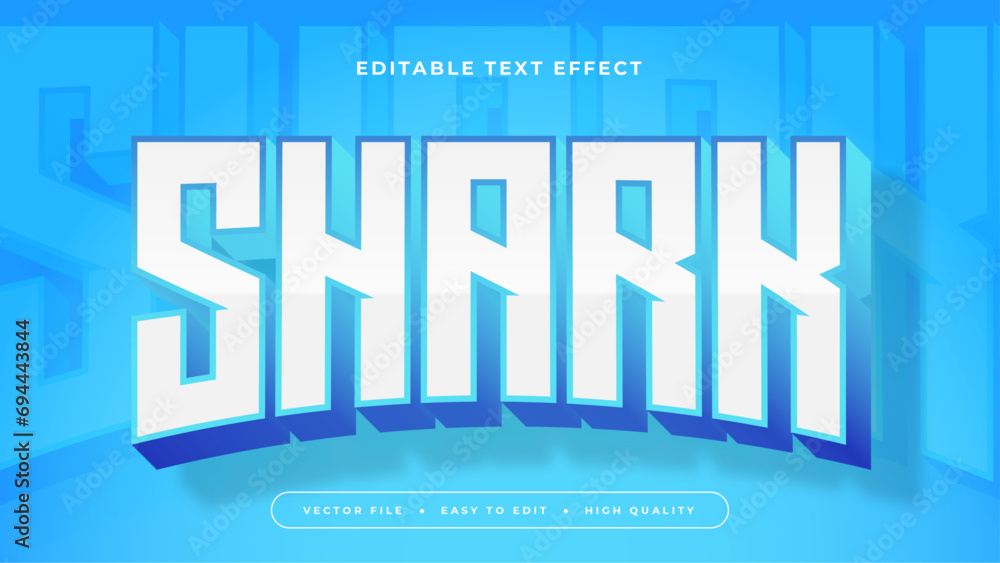 Poster White and blue shark 3d editable text effect - font style