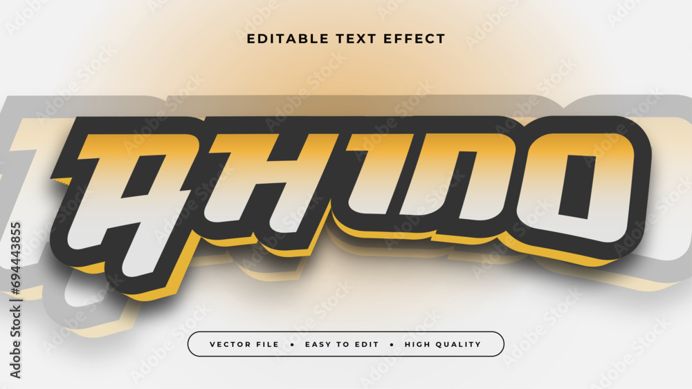 Poster yellow black and white rhino 3d editable text effect - font style