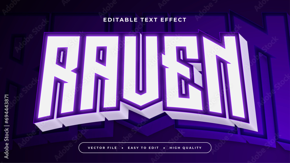 Poster White and purple violet raven 3d editable text effect - font style