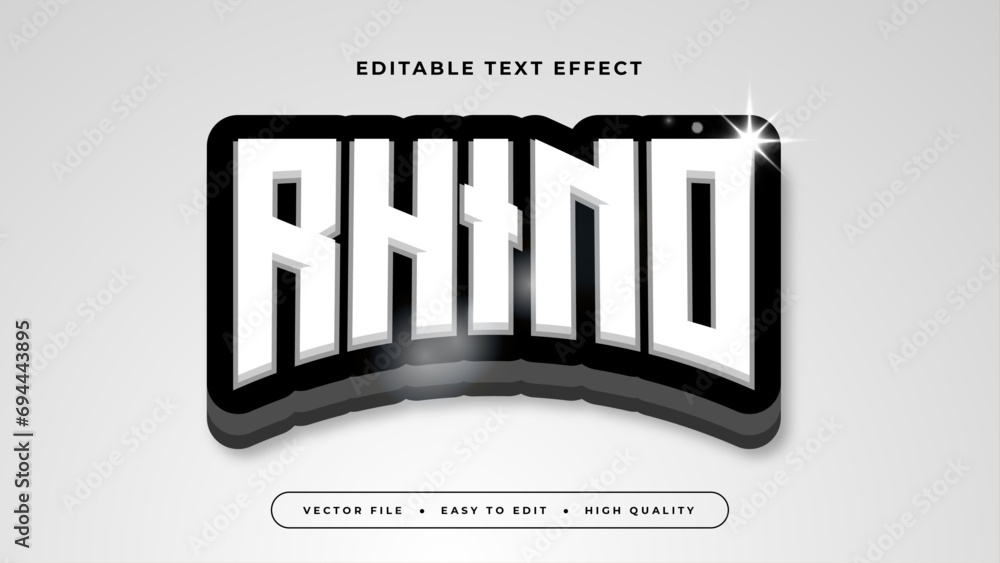 Poster gray grey black and white rhino 3d editable text effect - font style