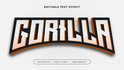Brown black and white gorilla 3d editable text effect - font style - obrazy, fototapety, plakaty