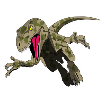 Military Camo Velociraptor - Vector Drawing