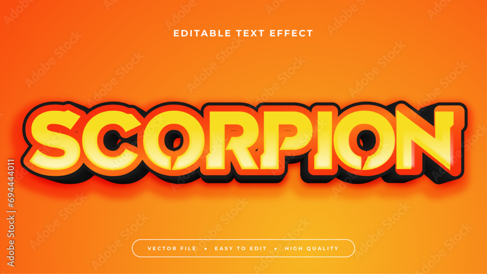 Poster Orange and yellow scorpion 3d editable text effect - font style