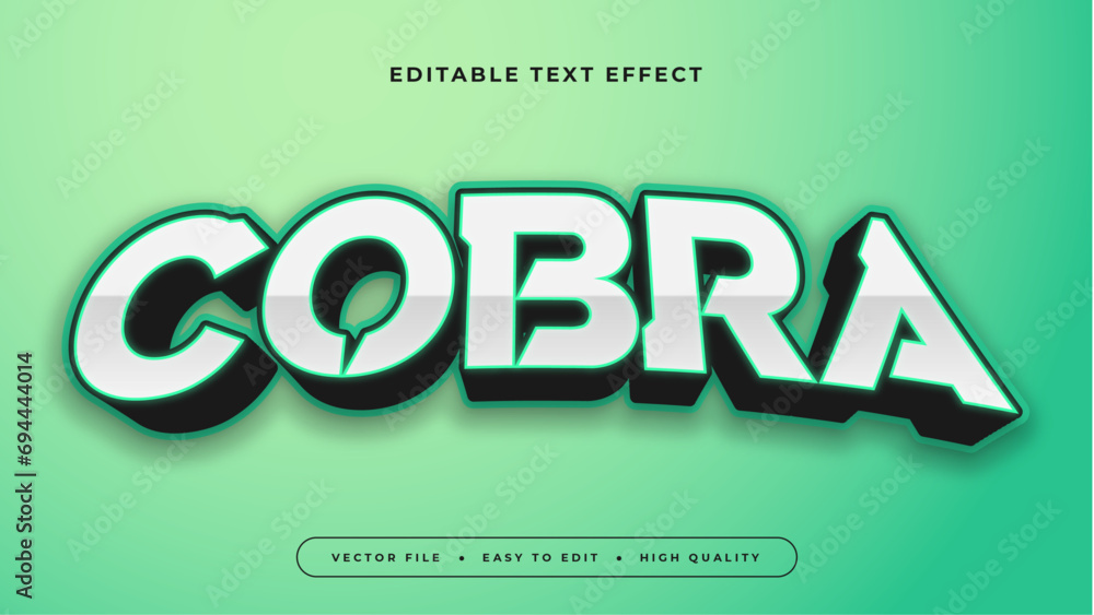Poster Green and white cobra 3d editable text effect - font style