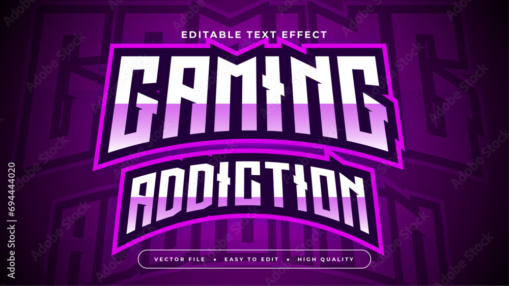 Poster purple violet and white gaming addcition 3d editable text effect - font style